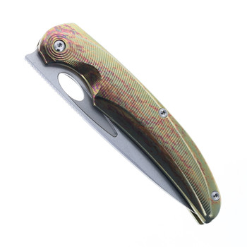 TwoSun Folding Knife Color Titanium Handle 14C28N Plain Edge TS455