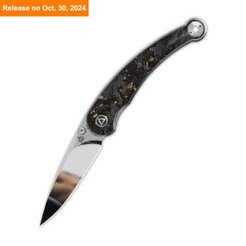 QSP Dolphin Folding Knife Black Carbon Fiber Handle 14C28N Plain Edge QS161-A