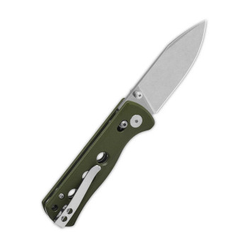 QSP Canary Glyde Folding Knife Olive Green G10 Handle 14C28N Plain Edge Stonewash Finish QS150GL-B1