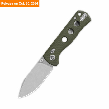 QSP Canary Glyde Folding Knife Olive Green G10 Handle 14C28N Plain Edge Stonewash Finish QS150GL-B1