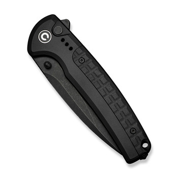 Civivi Sentinel Strike II Folding Knife Black Aluminum Handle NitroV Plain Edge Black Stonewash Finish C22025D-1