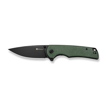 Sencut Praktisk Folding Knife Green Canvas Micarta Handle 9Cr18MoV Plain Black Blade S24019-3