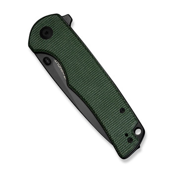 Sencut Praktisk Folding Knife Green Canvas Micarta Handle 9Cr18MoV Plain Black Blade S24019-3