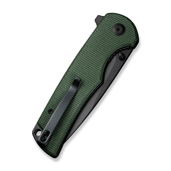 Sencut Praktisk Folding Knife Green Canvas Micarta Handle 9Cr18MoV Plain Black Blade S24019-3