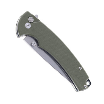 FreeTiger Button Lock Folding Knife Green G10 Handle D2 Plain Stonewash FT926-BL