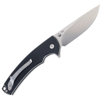 FreeTiger Button Lock Folding Knife Black G10 Handle D2 Plain Edge Stonewash FT926-BK