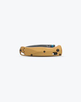 Benchmade Bugout Folding Knife Blade Burnt Brass Aluminum Handle M390 Drop Point Plain Black Blade BM535BK-07