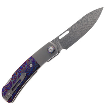 Maxace Beetle 2.0 Folding Knife Zirconium Handle Damascus Plain Edge