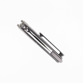 Rike Mini Hummingbird Folding Knife Gray Titanium Handle Rose Damascus Plain Edge