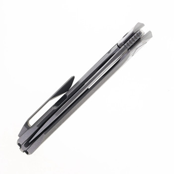 Bestech VK-NAVI Folding Knife Dark Beadblast Titanium Handle Magnacut Plain Edge Dark Beadblast/Stonewash Finish