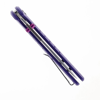 Bestechman Goodboy Jr Button Lock Folding Knife Purple G10 Handle D2 Plain Edge Satin/Stonewash Finish BMK10C