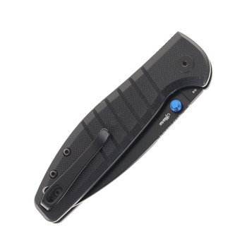 Bestechman Goodboy Jr Button Lock Folding Knife Black G10 Handle D2 Plain Edge Black PVD Finish BMK10E