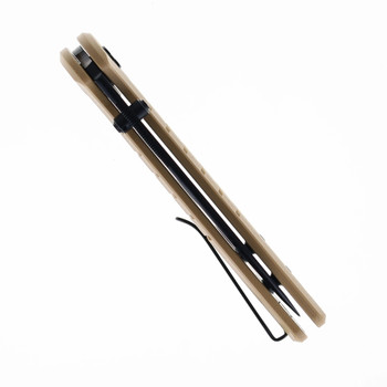 Bestechman Goodboy Jr Button Lock Folding Knife Khaki G10 Handle D2 Plain Edge Black PVD Finish BMK10F