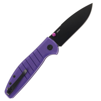 Bestechman Goodboy Jr Button Lock Folding Knife Purple G10 Handle D2 Plain Edge Black PVD Finish BMK10G
