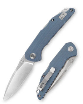 Trivisa Arae-03G Folding Knife Blue G10 Handle 14C28N Drop Point Plain Edge Hand Satin Finish