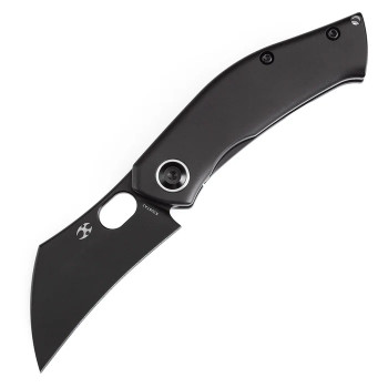 Kansept Osprey Folding Knife Black Titanium Handle S35VN Wharncliffe Plain Black Blade K2087A3