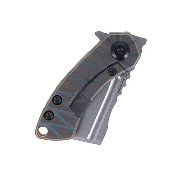 Kansept Mini Korvid Folding Knife Tiger Stripe Flamed Titanium Handle S35VN Plain Edge Stonewash Finish K3030A9