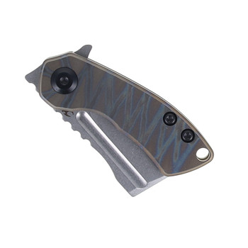 Kansept Mini Korvid Folding Knife Tiger Stripe Flamed Titanium Handle S35VN Plain Edge Stonewash Finish K3030A9