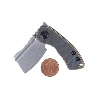 Kansept Mini Korvid Folding Knife Tiger Stripe Flamed Titanium Handle S35VN Plain Edge Stonewash Finish K3030A9