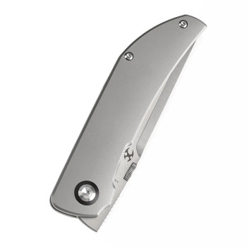 Kansept Tarkin Folding Knife Bead Blast Titanium Handle 20CV Plain Edge Satin Finish K1078A1