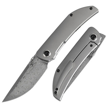 Kansept Tarkin Folding Knife Titanium Handle Damascus Blade K1078A4