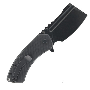 Kansept XL Korvid Folding Knife Black Carbon Fiber/G10 Handle S35VN Plain Edge Blackwash Fnish K1030A10