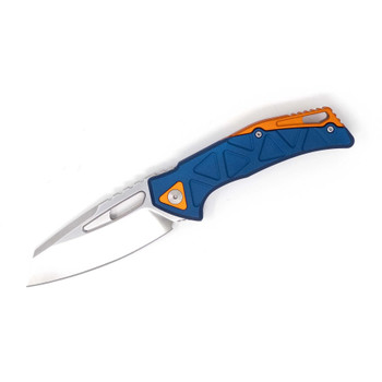 Midgards Messer Bifur Folding Knife Blue/Orange Aluminum Handle N690 Plain Edge