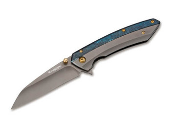 Boker Cobalt Folding Knife Gray/Blue Stainless Steel Handle 440A Wharncliffe Plain Edge 01RY288