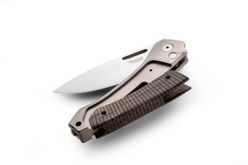 Lion Steel Twain Folding Knife Gray Titanium/Carbon Fiber Handle Magnacut Plain Edge Satin Finish