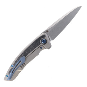 Legion Steel Asgeir Folding Knife Gray Titanium Handle 20CV Modified Sheepsfoot Plain Edge