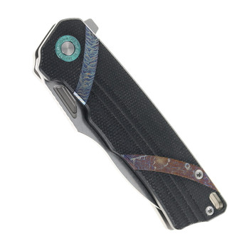 TwoSun Folding Knife Stonwash Titanium Handle 14C28N Plain Edge TS513-Stonewashed