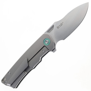 TwoSun Folding Knife Stonwash Titanium Handle 14C28N Plain Edge TS513-Stonewashed