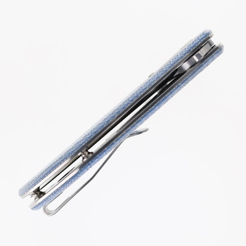 Tenable Rei Folding Knife Blue Micarta Handle 14C28N Plain Edge Stonewash Finish T1061A1