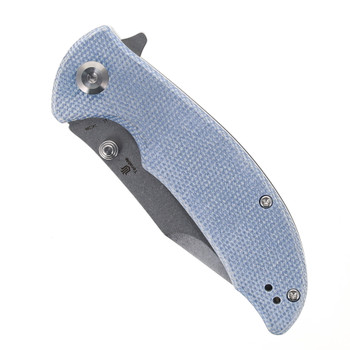 Tenable Rei Folding Knife Blue Micarta Handle 14C28N Plain Edge Stonewash Finish T1061A1