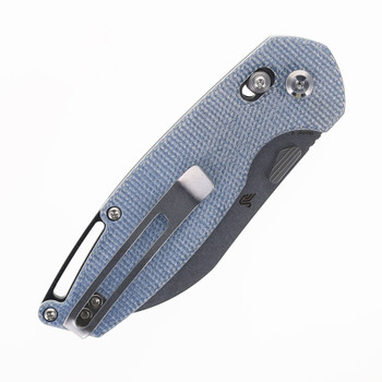 Tenable Model 6 Folding Knife Blue Micarta Handle 14C28N Plain Edge Stonewash Finish T1022V6