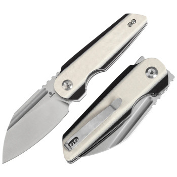 Tenable Rafe L Folding Knife White/Black G10 Handle 14C28N Plain Edge Satin Finish T1048A4