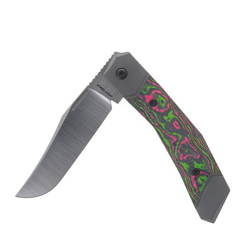 Jack Wolf Bionic Jack Folding Knife Fat Carbon Watermelon Sugar Handle S90V Plain Edge Hand Satin Finish