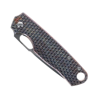TwoSun TS430-Color Folding Knife Color Titanium Handle N690 Plain Edge