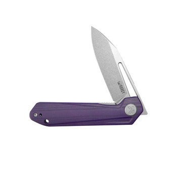 Kubey Royal Folding Knife Purple G10 Handle 14C28N Clip Point Plain Edge Stonewash Finish KU321U