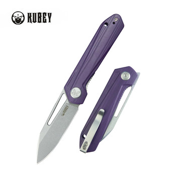 Kubey Royal Folding Knife Purple G10 Handle 14C28N Clip Point