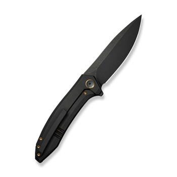 WE Acuminal Folding Knife Black Titanium Handle Vanax Plain Edge Black Stonewash Finish WE23070-1