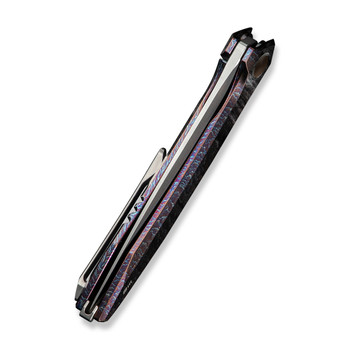 WE Acuminal Folding Knife Flamed Titanium Handle Vanax Plain Edge Polished Bead Blast Finish WE23070-4