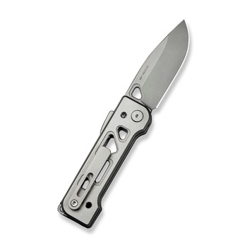 WE Tyro Folding Knife Gray Titanium Folding Knife 20CV Plain Edge Stonewash Finish WE24001-2