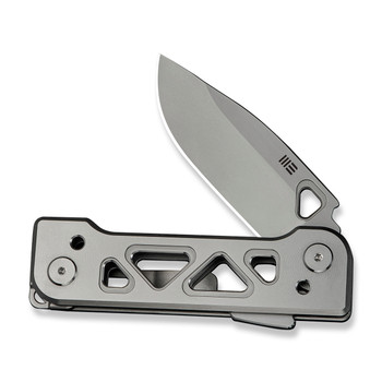 WE Tyro Folding Knife Gray Titanium Folding Knife 20CV Plain Edge Stonewash Finish WE24001-2