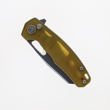 Petrified Fish Trilobite Button Lock Foliding Knife Ultem Handle 14C28N Plain Edge PF-E17UW