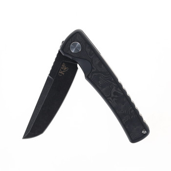 Mechforce Knives Kilby Integral Flipper Pocket Knife PVD Titanium & Black Dune FatCarbon Handle PVD M390 Blade Mechforce Knives Kilby Integral Flipper Pocket Knife PVD Titanium & Black Dune FatCarbon Handle PVD M390 Blade