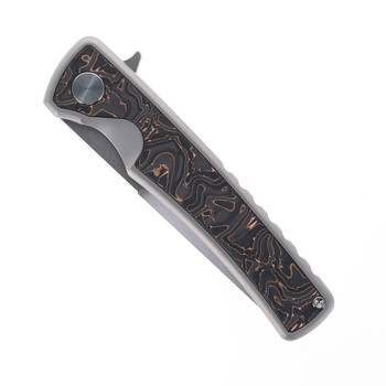 Mechforce Knives Kilby Integral Flipper Pocket Knife Titanium & Copper Foil Carbon Fiber Handle Stonewashed M390 Blade
