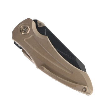 KB Knives Sumo Folding Knife Tan Titanium Handle 20CV Plain Black Blade KB400D