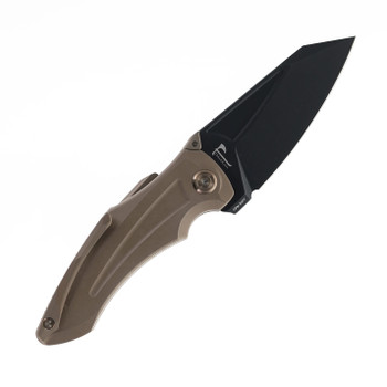 KB Knives Sumo Folding Knife Tan Titanium Handle 20CV Plain Black Blade KB400D