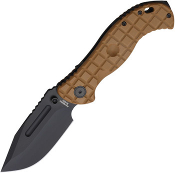 Halfbreed Large Bush GEN 2 Folding Knife Dark Earth G10 Handle 3V Plain Black Blade LBF-01 DE G2
